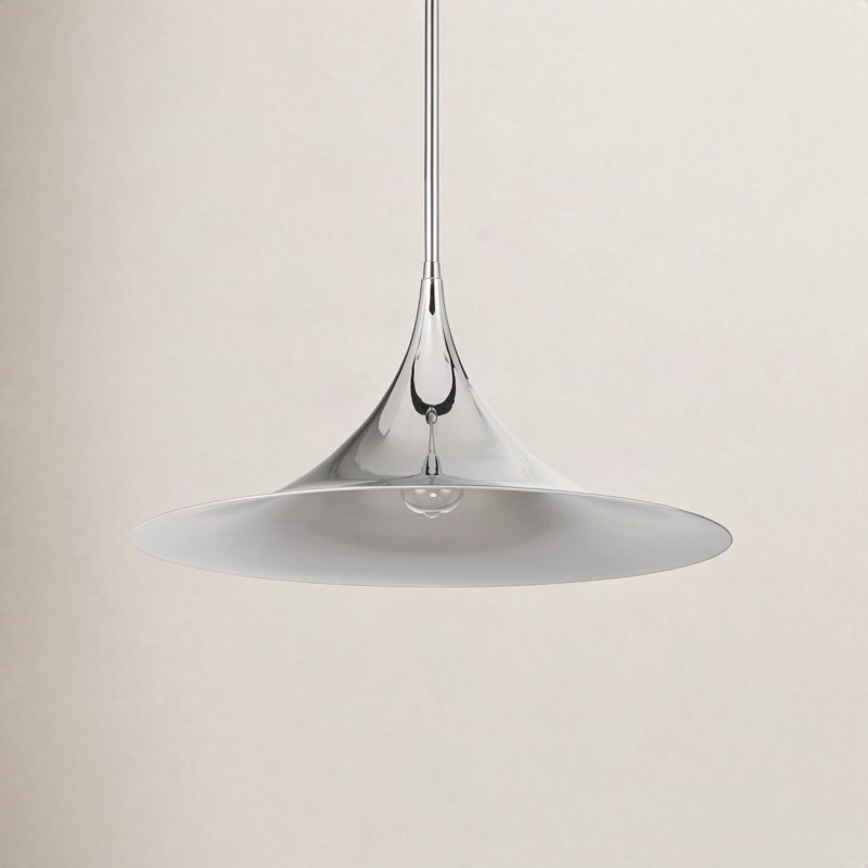 Luminaire suspendu en dôme à 1 lumière Lorient, Chrome poli