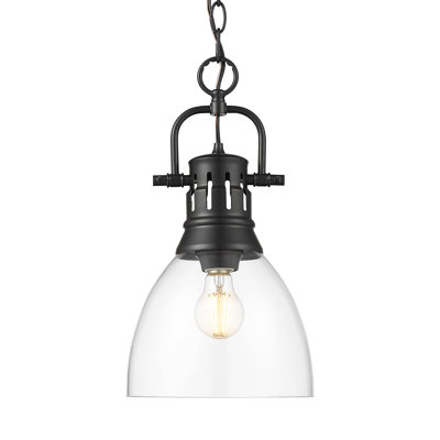 Petit luminaire suspendu Iftimie avec chaîne et verre transparent