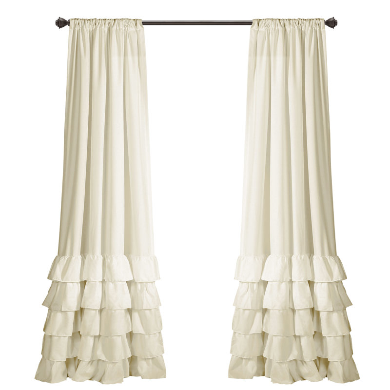 Paire de rideaux semi-transparents avec passe-tringle Allison, Ivoire, L 40 po x L 84 po