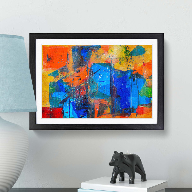 Abstract Art Painting Vol.333 by S.Johnson - Picture Frame Painting Print, 27cm H x 36cm W x 2cm D, Black Framed