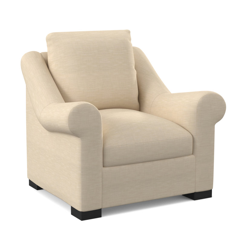 Canyon Sunbrella® and Boucle Armchair, UV-Rollo Linen, Espresso