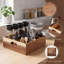 Acacia Wood Utensil Holder, Multi Compartment Flatware Caddy with Handles, 12.2 x 10.6 x 4.3 Inch for Kitchen Party Picnic
