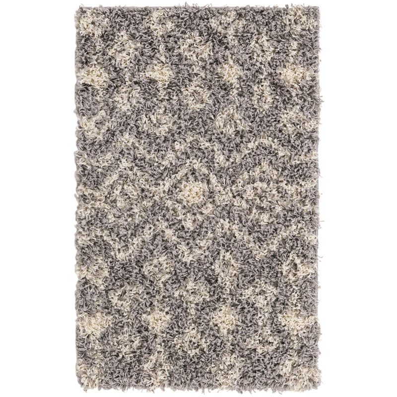 Tapis à poil long gris treillis Griego, Rectangle 2 pi x 3 pi 1 po