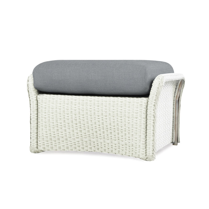 Weekend Retreat Outdoor Ottoman, Sandberg Pewter, White