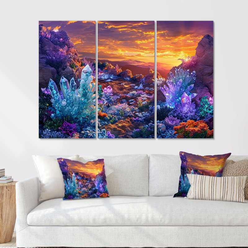 Emerie - Ensemble d'art mural paysage abstrait, Toile tendue, H 40 po x l 60 po x P 1 po