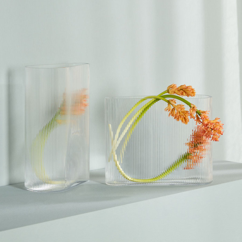Clear Corrugated Crystal Bouquet Vase