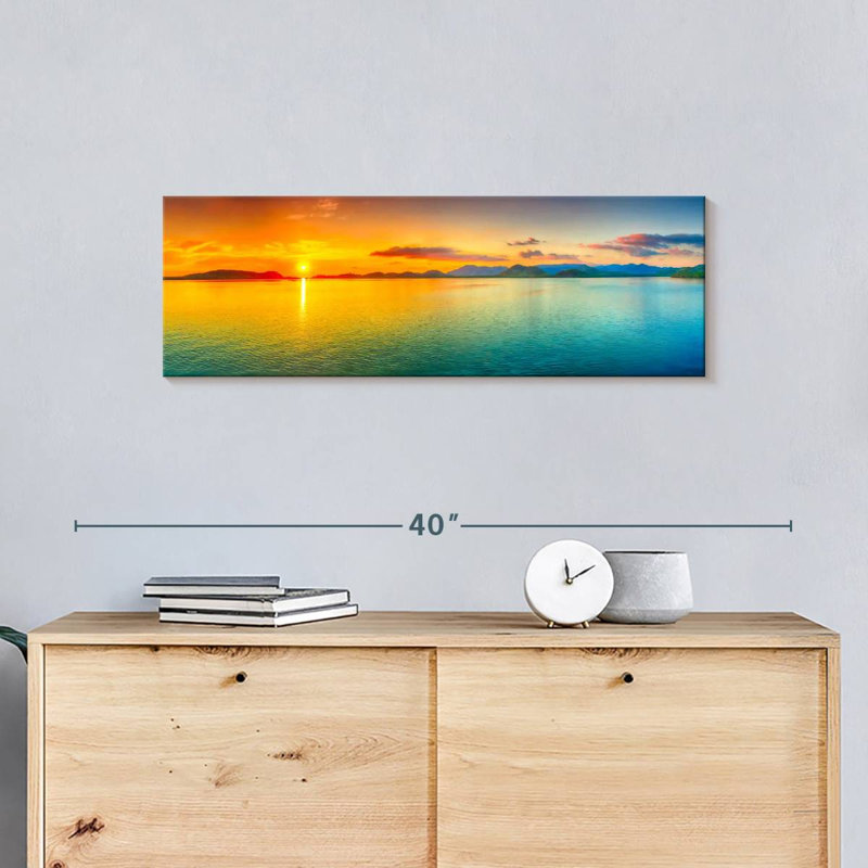 Paysage, plage sur toile, H 10 po x l 30 po x P 1,25 po