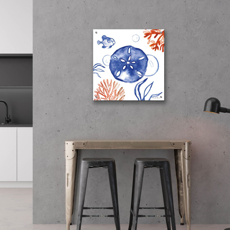 Art mural en verre épique «Coastal Jewels 4» par Farida Zaman, 24 po x 24 po, H 24 po x l 24 po