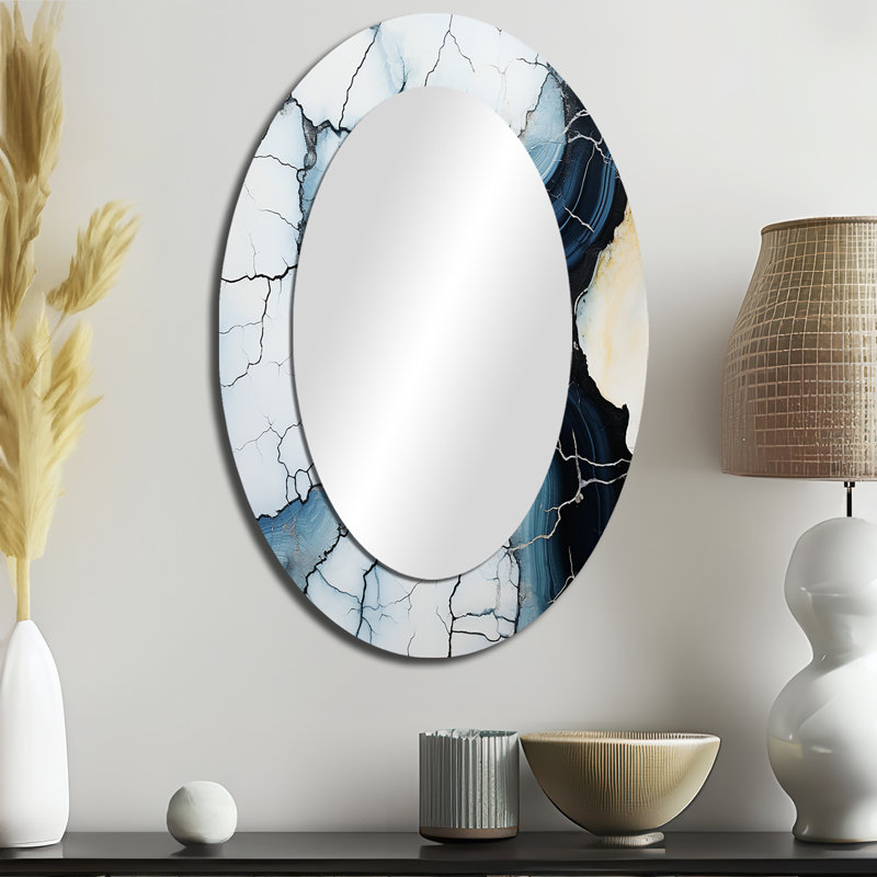 Décoration murale bleue en pierre Geode Minimalisme II - Noir, H 36 po x l 24 po