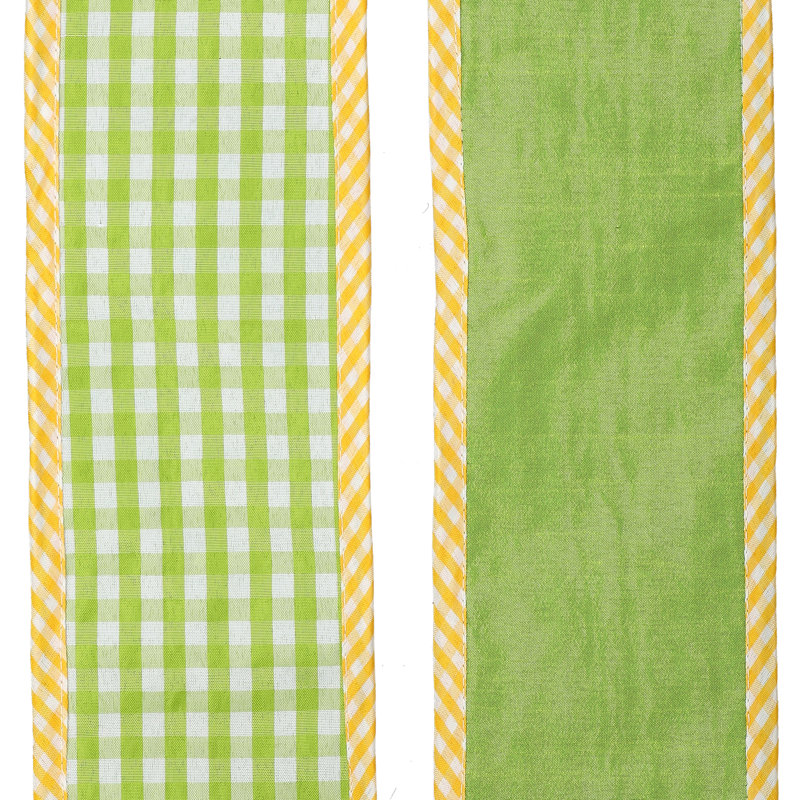Vichy 4 po X5Y Spring, Vichy printemps vert avec ruban de bordure