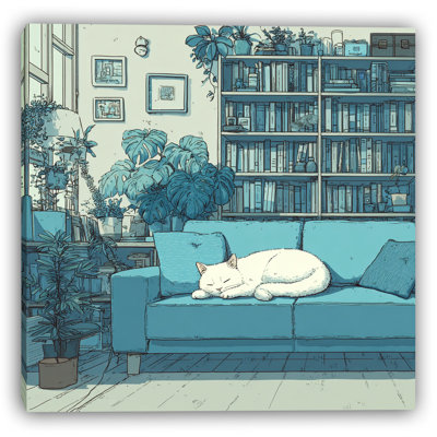Canapé bleu, art mural sur toile tendue