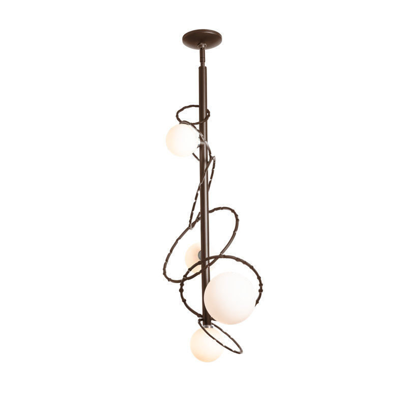 Olympus Vertical Pendant - Opal Glass, Bronze