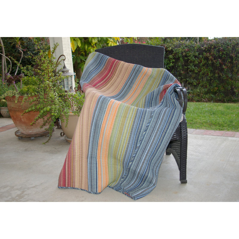Greenland Home Fashions Katy Throw – 50" x 60" Abstract Brushstroke Stripe Cotton Quilted Blanket with Reversible Design