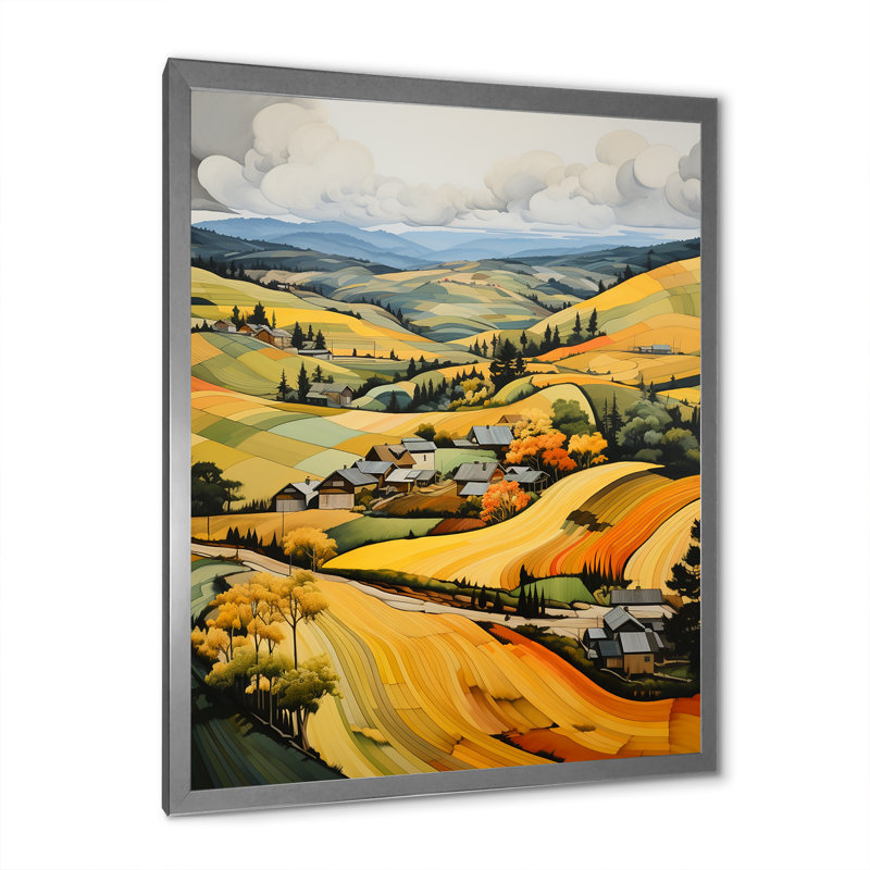 «Cleetus» jaune et vert pastorale audacieuse II sur toile, H 32 po x l 24 po x P 1 po, Cadre photo argenté
