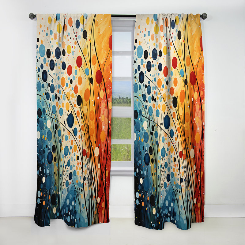 Cleland - Rideau occultant abstrait Mid-Century - 1 panneau, L 52 po x L 90 po
