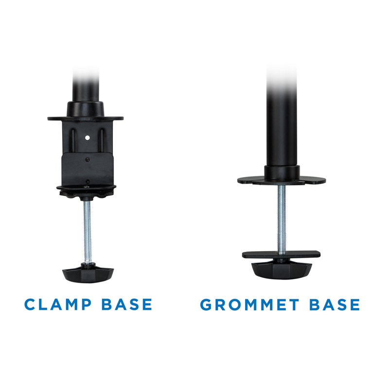 Black Adjustable Triple Monitor Desk Mount with Steel and Aluminum Arms