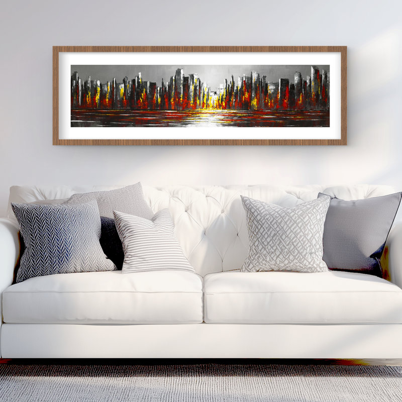 «Abstract Skyline» - «Living Living», impression encadrée, H 48 po x l 16 po, Brun