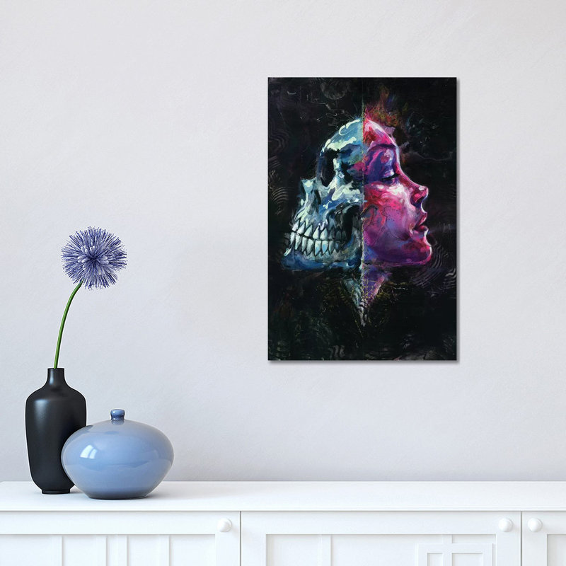 La mort reflète le sexe, H 18 po x l 12 po x P 1,5 po, Toile tendue, Pas de tapis