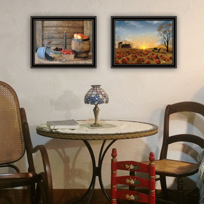 Trendy Decor 4U 2- Piece Vignette Autumn Sunrise, Fruit Of The Spirit Black Framed Wall Art For Living Room, Bedroom Wall Art Print For Home Decor By Billy Jacobs