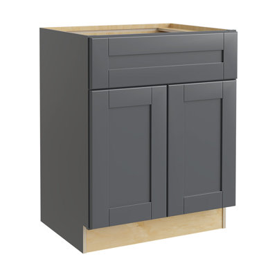 Gallery Cabinetry Gallery Now 24 W x 24 D x 34.5 H Ready-to-Assemble MDF Shaker Standard Base Cabinet in Onyx