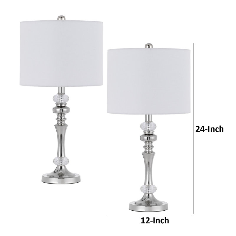 Ensemble de 2 lampes de table, corps de chandelier en cristal, abat-jour blanc