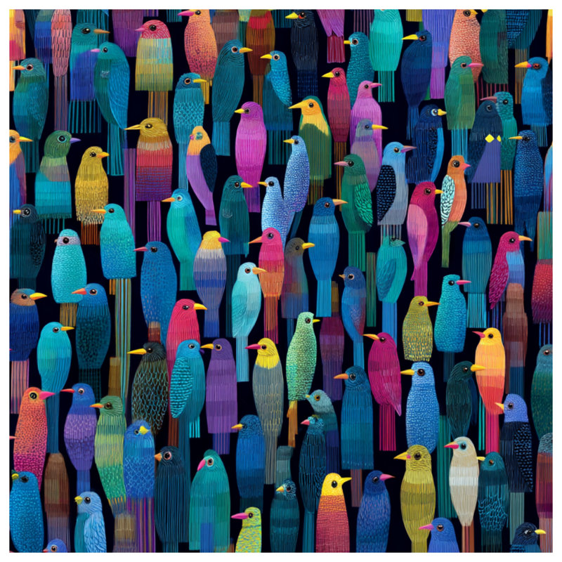 Housse de couette oiseaux colorés, Grand lit