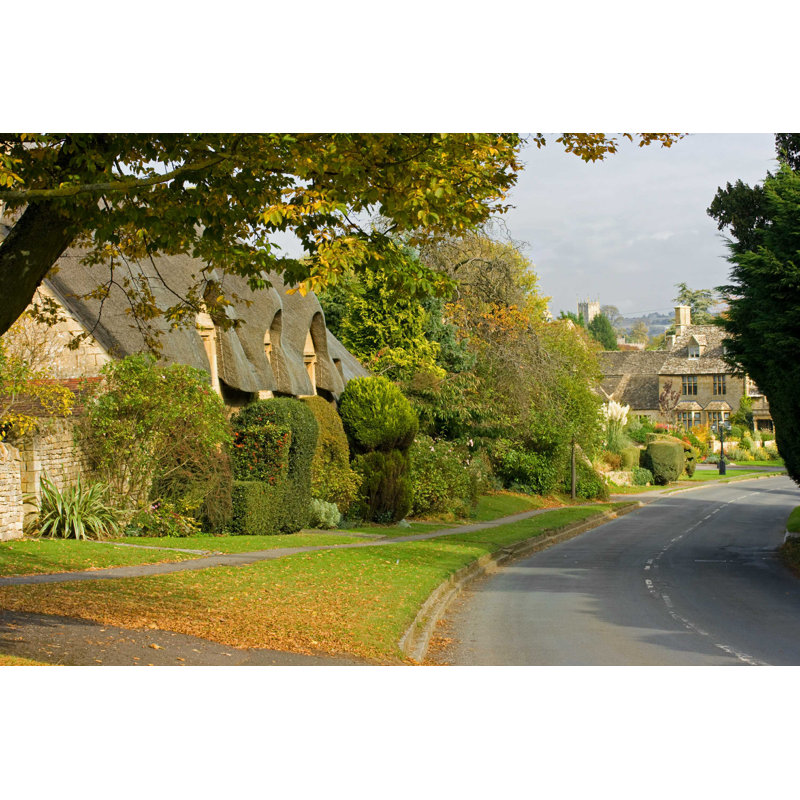 Cotswolds Village Scene, England - Photographie sur toile tendue, H 8 po x l 12 po