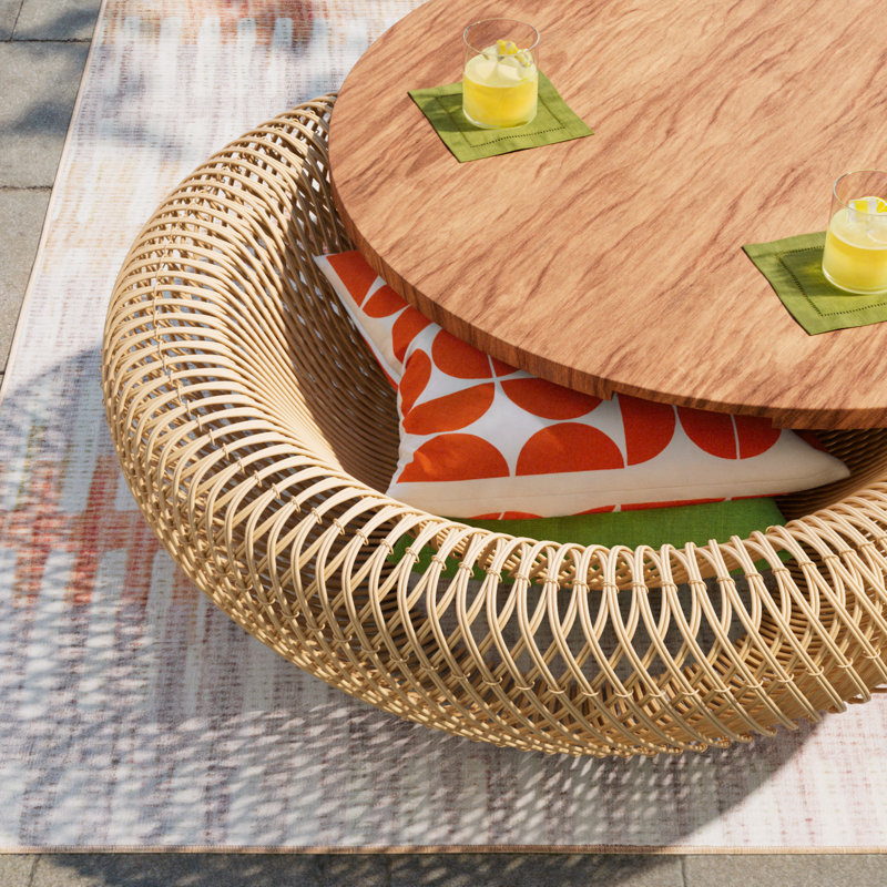 Rebeckat Coffee Table, Natural Rattan