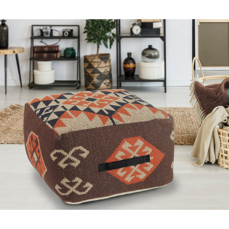 Rhine Southwestern Geometric Hand-Made Square Ottoman Pouf