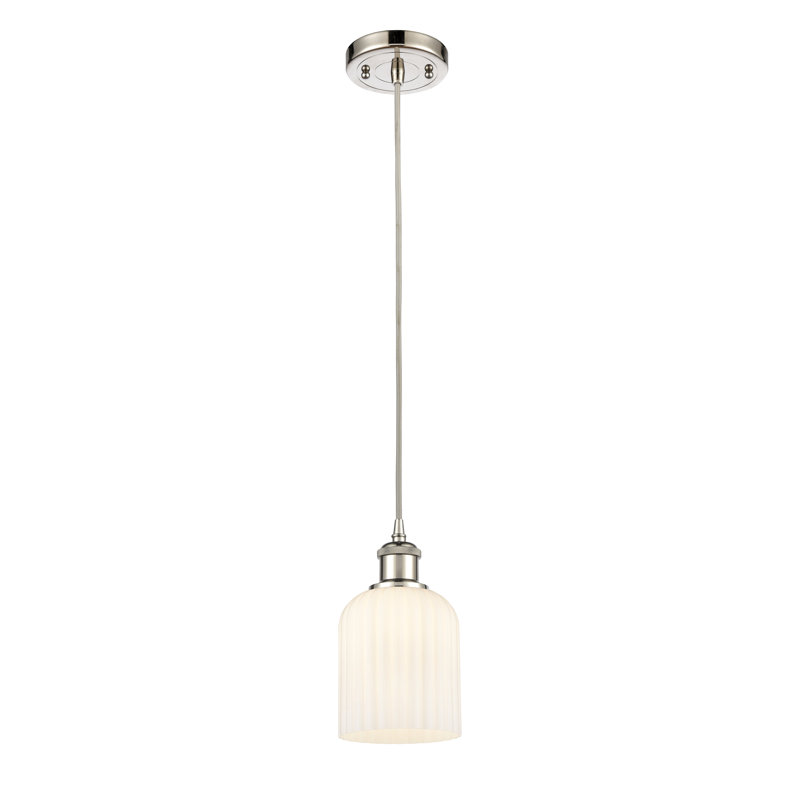 Luminaire suspendu 1 lumière Aalina, Nickel poli, Gloss White