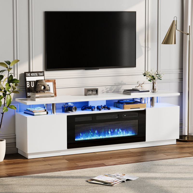 Meuble télé 70 po - foyer électrique 36 po avec 12 couleurs de flammes et lumières DEL