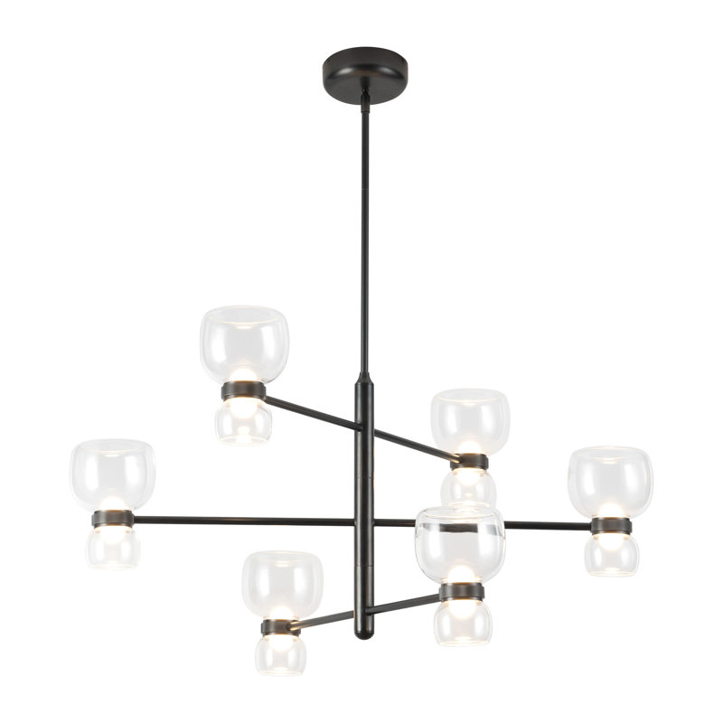 Sutton 36-in Black dimmable LED Chandelier, Oil Rubbed Bronze, Clear Glass