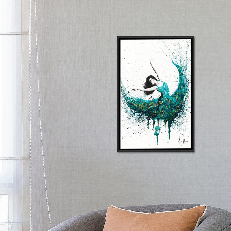 « chrysocolla nomad », impression sur toile, H 26 po x l 18 po x P 1,5 po, Toile encadrée noire, Pas de tapis