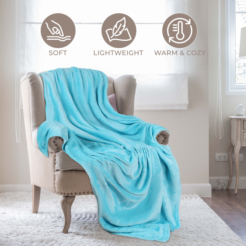 Winter Blue Fleece Plush Reversible Throw Blanket