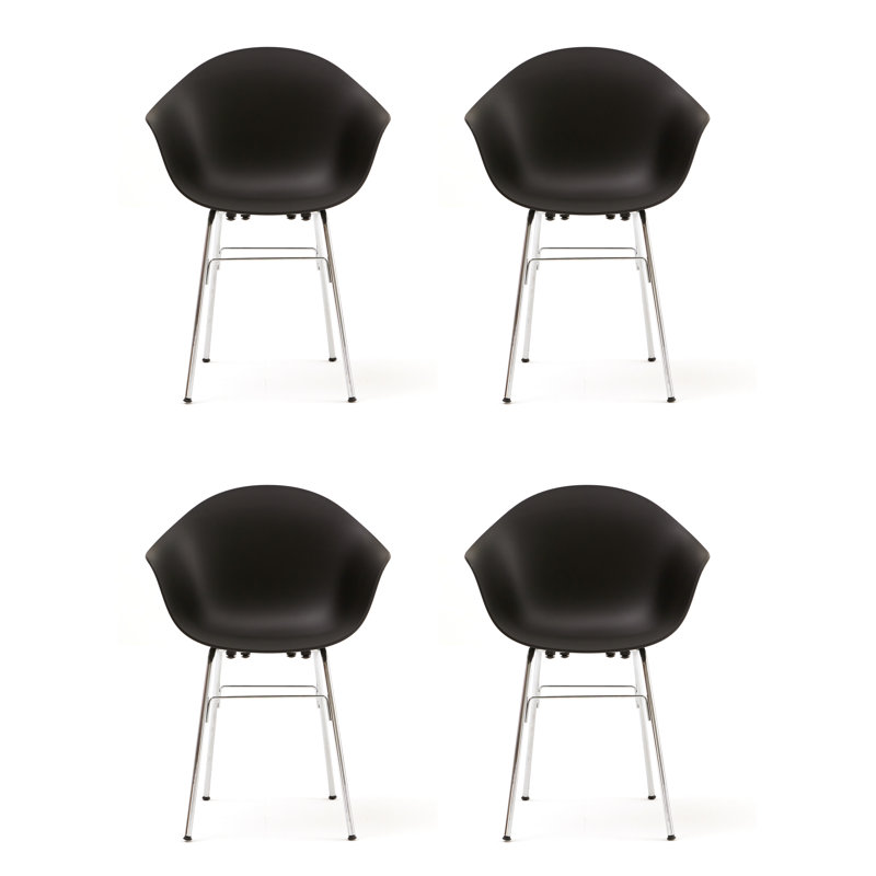 TA Armchair (Set of 4), Black/Chrome
