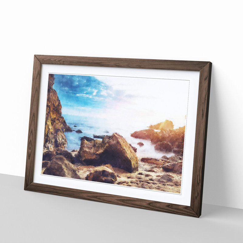 Little Corona Del Mar Beach - Picture Frame Graphic Art Print, 24cm H x 33cm W x 2cm D, Walnut Framed