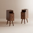 Set Of 2 Narrow Solid Wood Nightstands With 2 Drawers Each