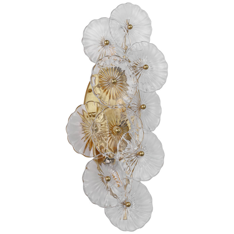Julie Neill Gianna 21" Layered Sconce with Clear Glass, Gold, Clear