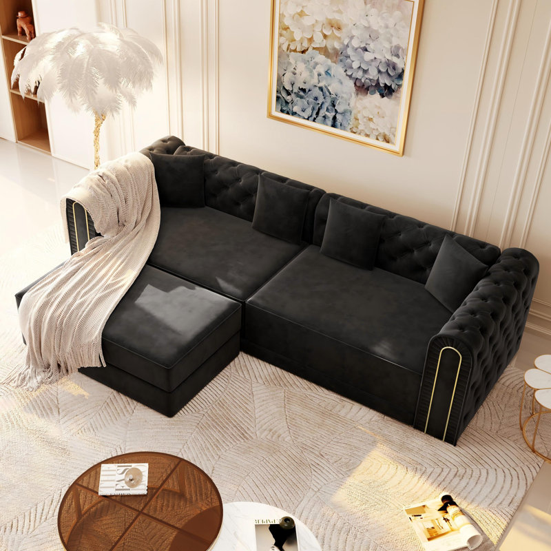 Canapé-lit Chesterfield 90,6 po, Noir