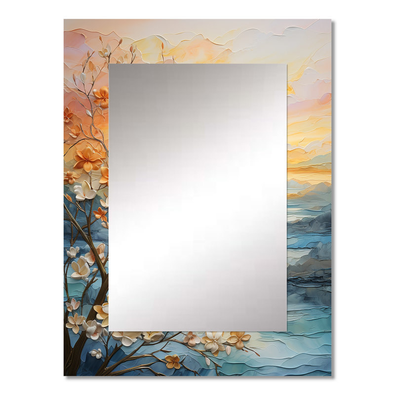 «Bold Sunrise Eernal Renewal I», grand miroir mural jaune, reproduction d'art sur métal, 32 po x 24 po