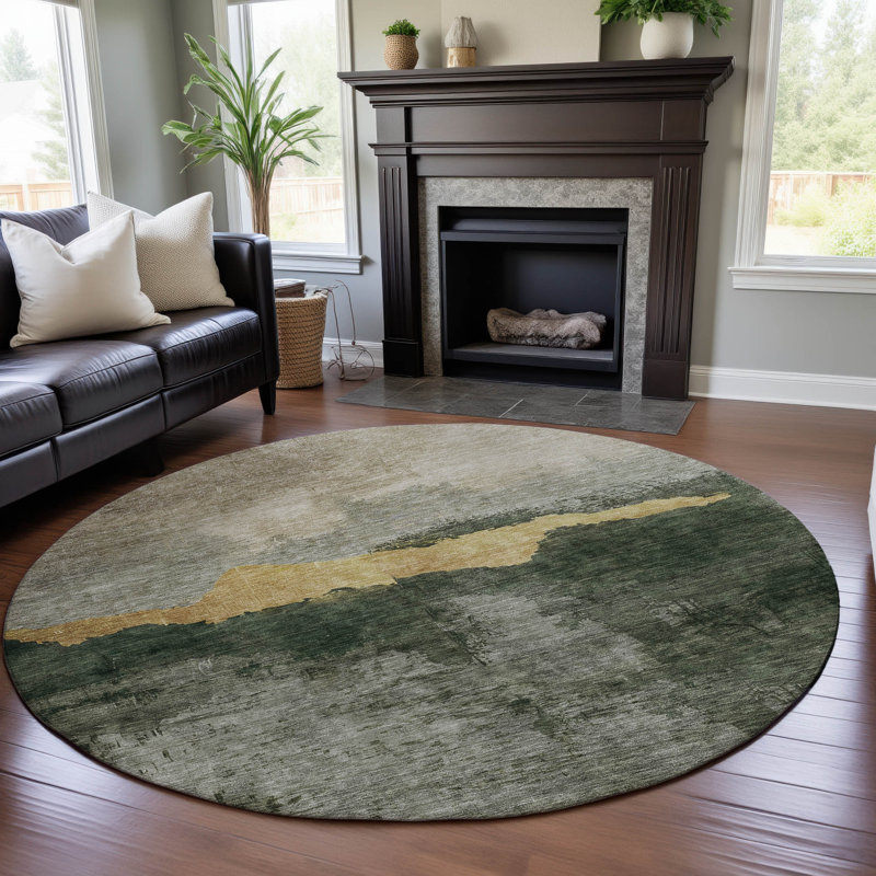 Premium Machine Washable Ducote AMF1069 Modern Rug, Round 8'