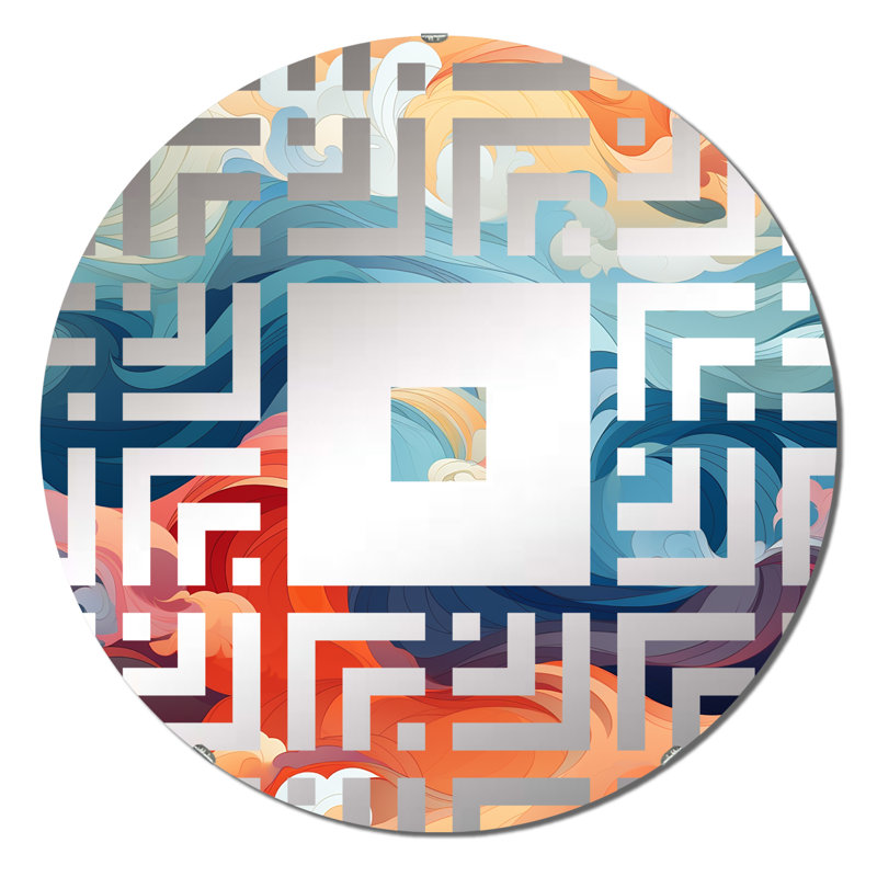 Miroir mural carré bleu et orange, 31,4 po x 31,4 po