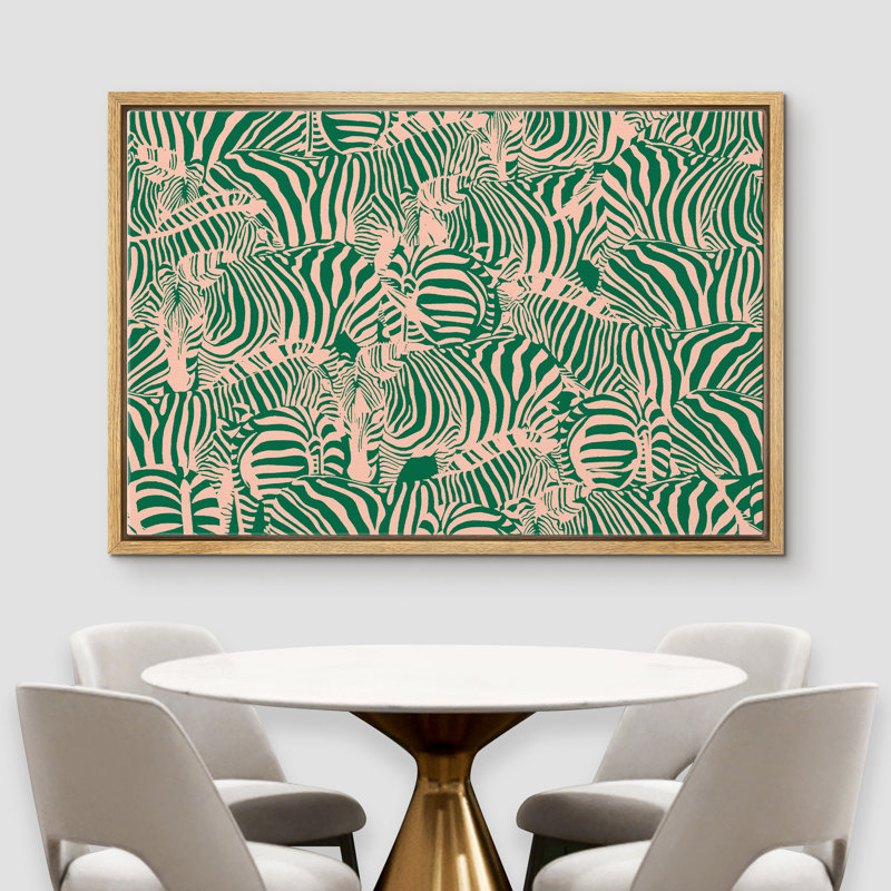 «Profile Of Zebra Herds», art graphique sur toile flottante, Cadre naturel, H 16 po x l 24 po x P 1,5 po
