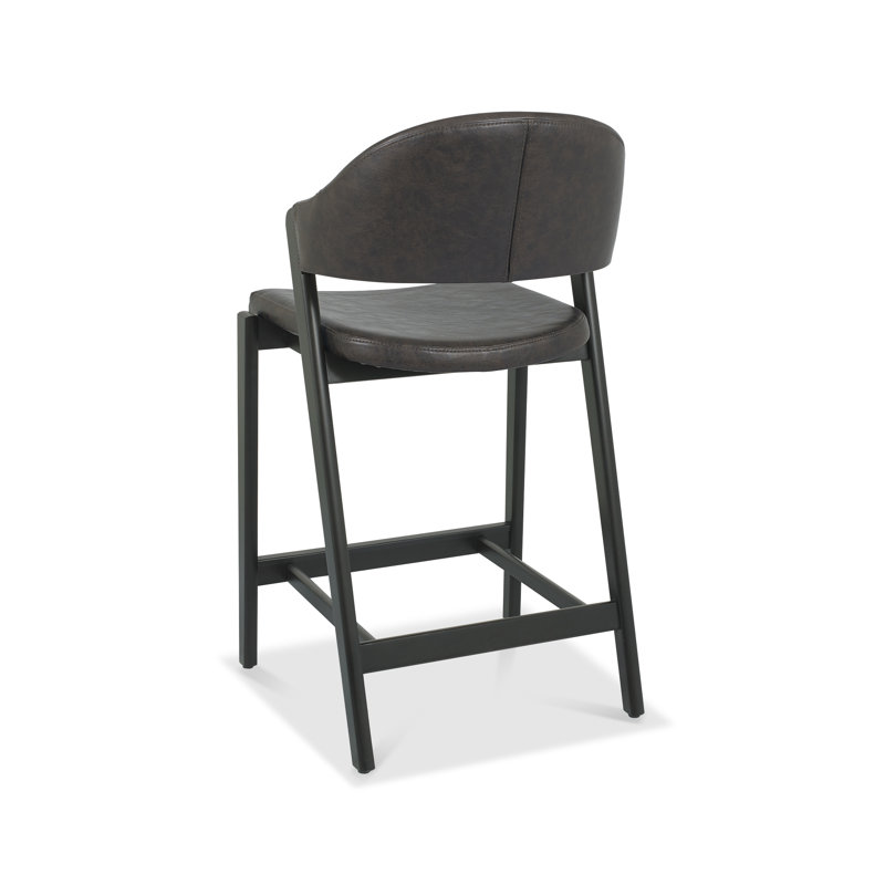 Upholstered Bar Stool with Solid Wood Frame, Old West Vintage, Bonded Leather
