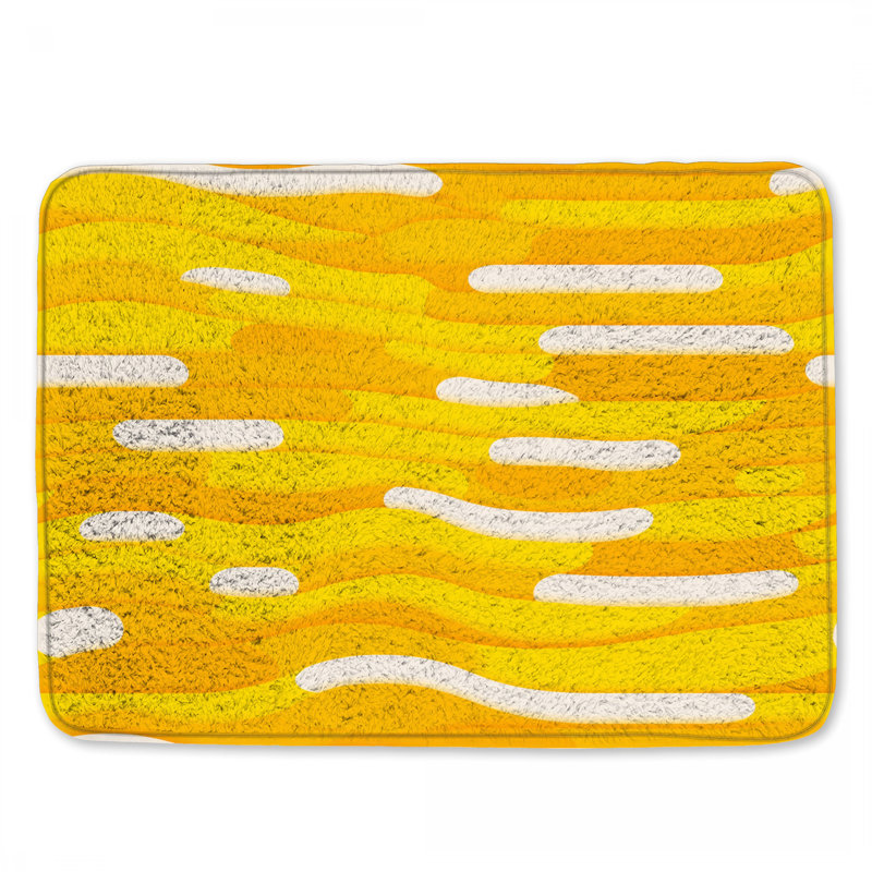 Décoration de salle de bain moderne à motif de vagues jaunes, L 34 po x L 21 po