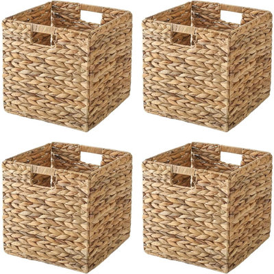Storage Basket Foldable Handwoven Water Hyacinth Laundry Cubes Organizer Baskets for organizing,12x12