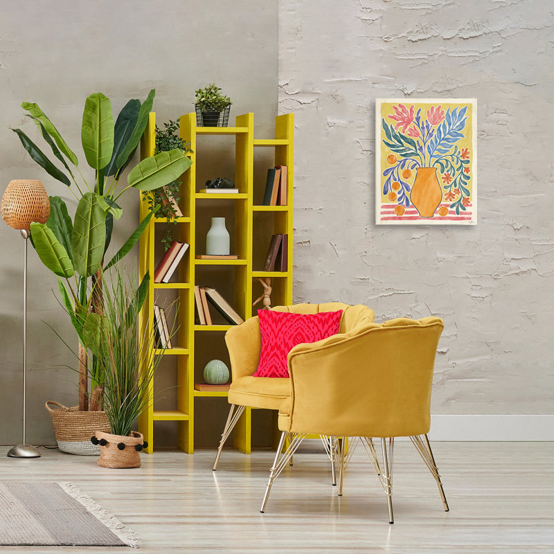 Art mural sur toile chypre, oranges et vases, par Janelle Penner, H 20 po x l 16 po