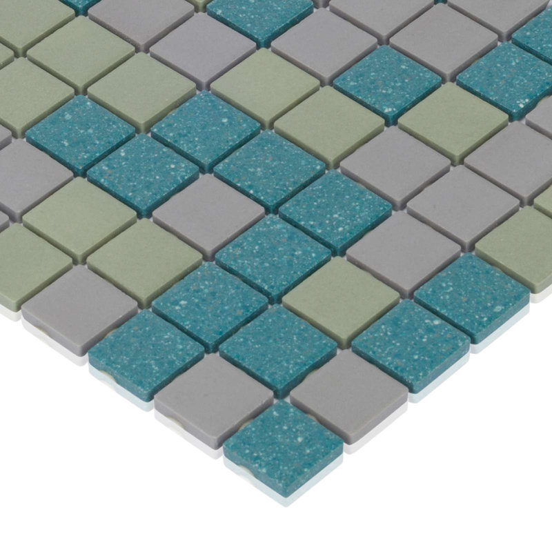 1" x 1" Ceramic Grid Textured Mosaic Wall and Floor Tile