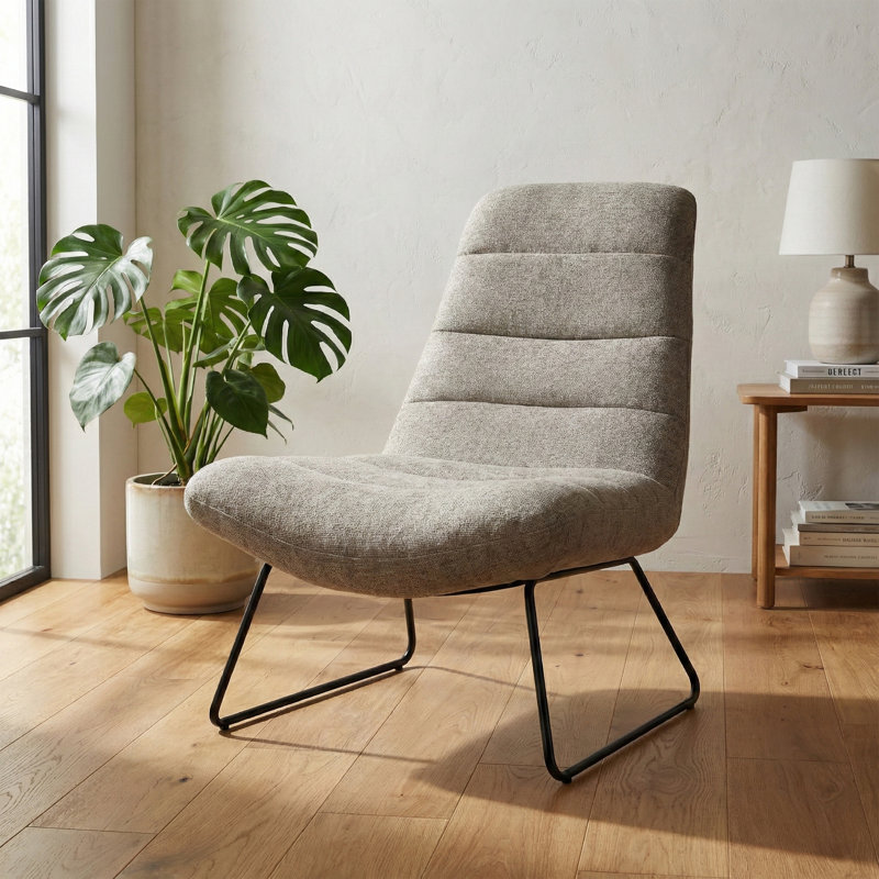 Soft Touch Fabric Lounge Chair, Taupe