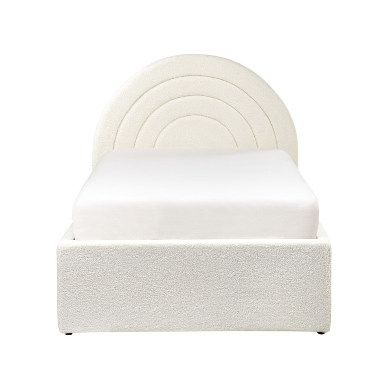 Ottoman Bed Boucle Bojko 90 x 200 cm (EU Single), White